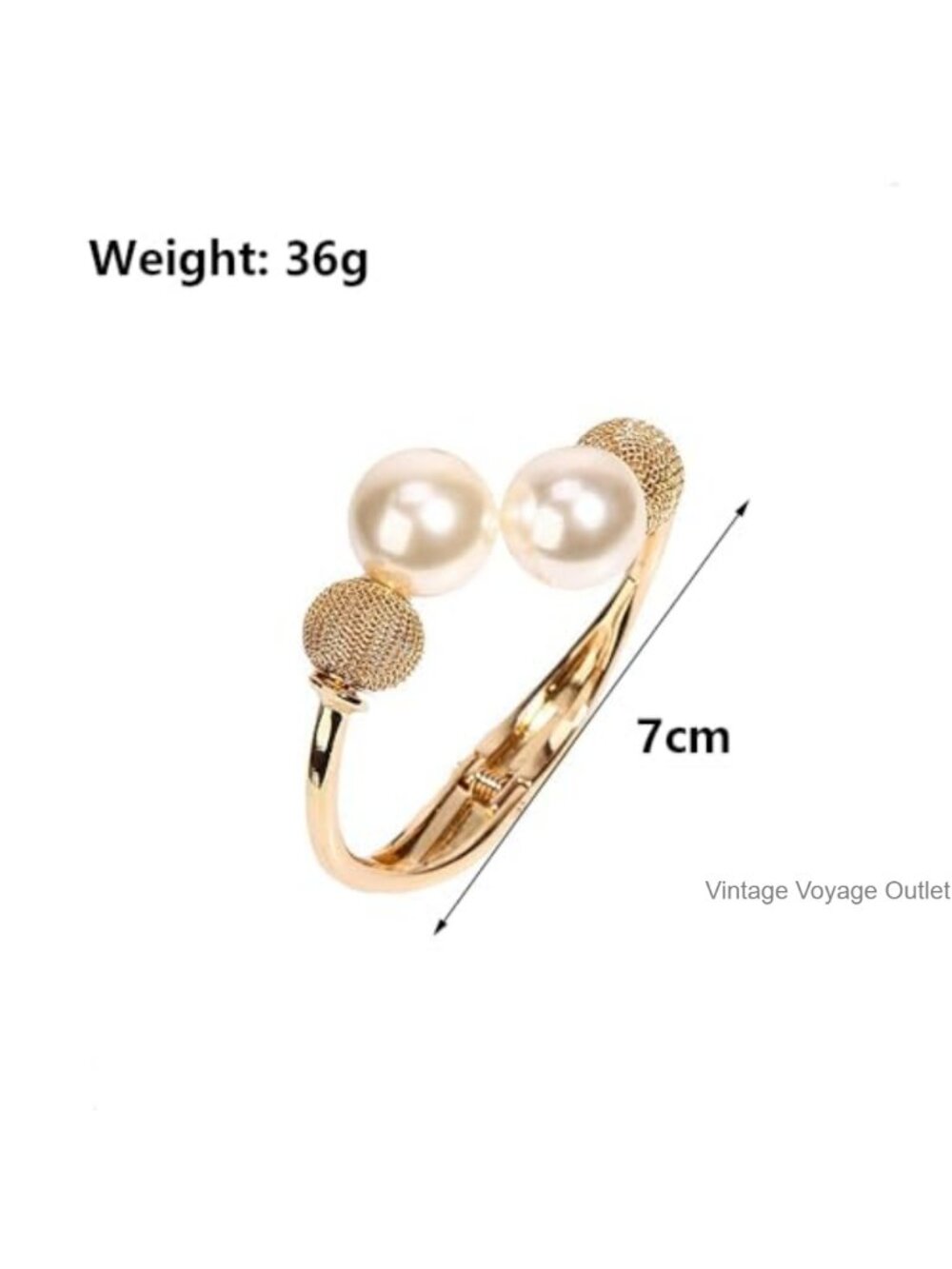 Chunky Gold Tone Pearl Statement Cuff Bracelet for Women Large Ball